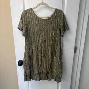 Olive Green francescas pattern tiered t shirt dress